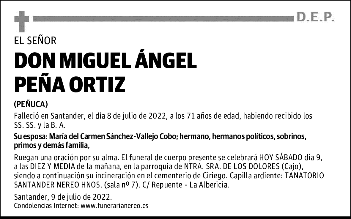 DON MIGUEL ÁNGEL PEÑA ORTIZ