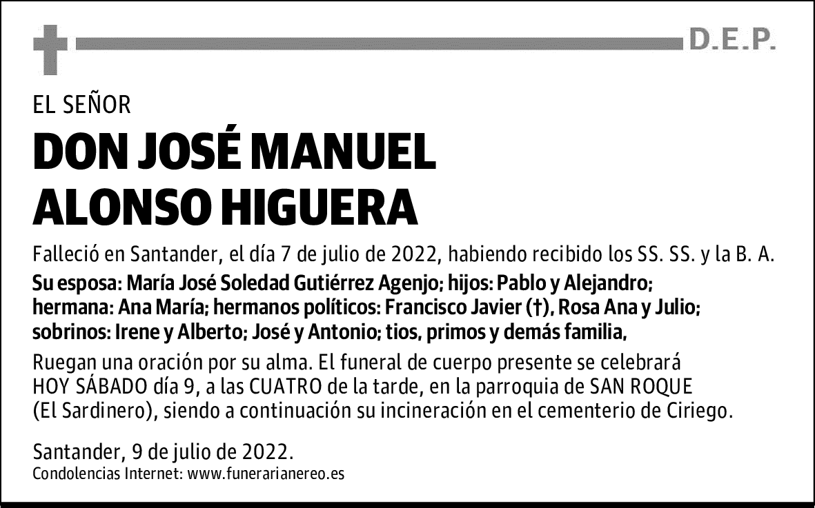 DON JOSÉ MANUEL ALONSO HIGUERA