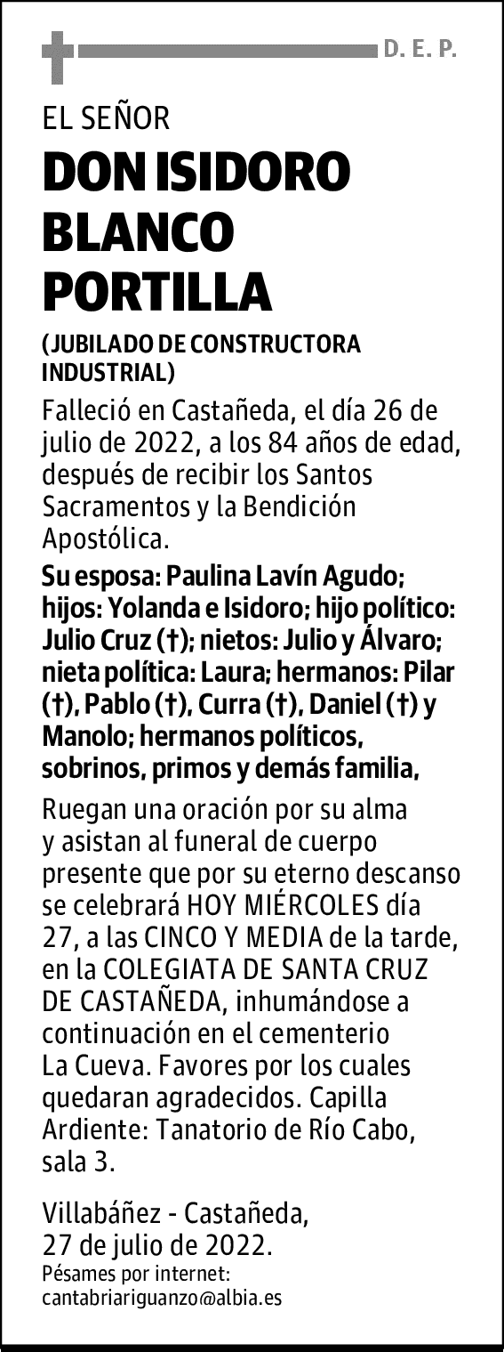 DON ISIDORO BLANCO PORTILLA