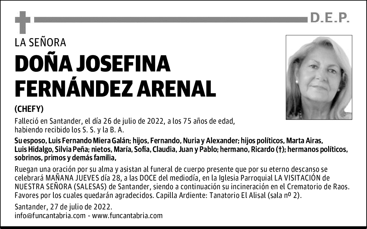 DOÑA JOSEFINA FERNÁNDEZ ARENAL