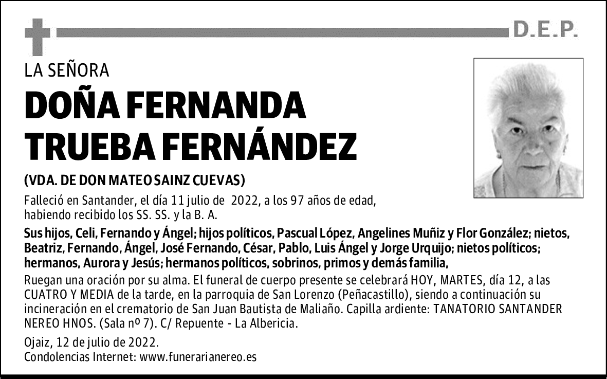 DOÑA FERNANDA TRUEBA FERNÁNDEZ