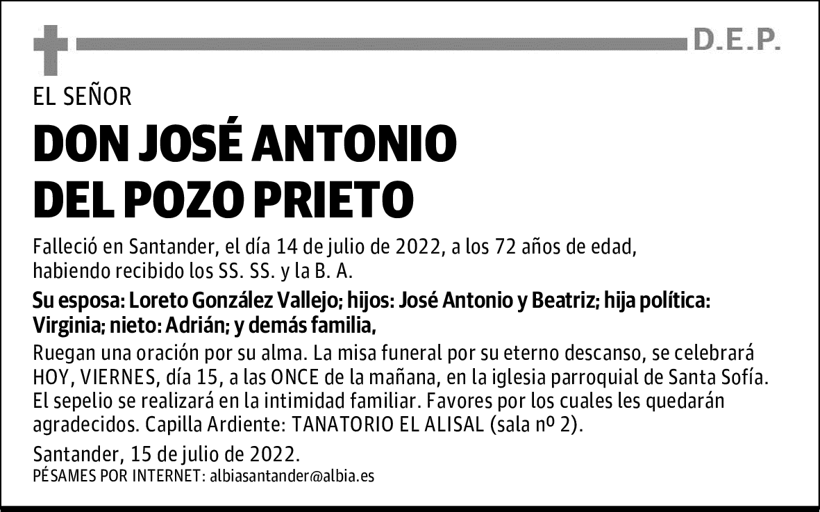 DON JOSÉ ANTONIO DEL POZO PRIETO