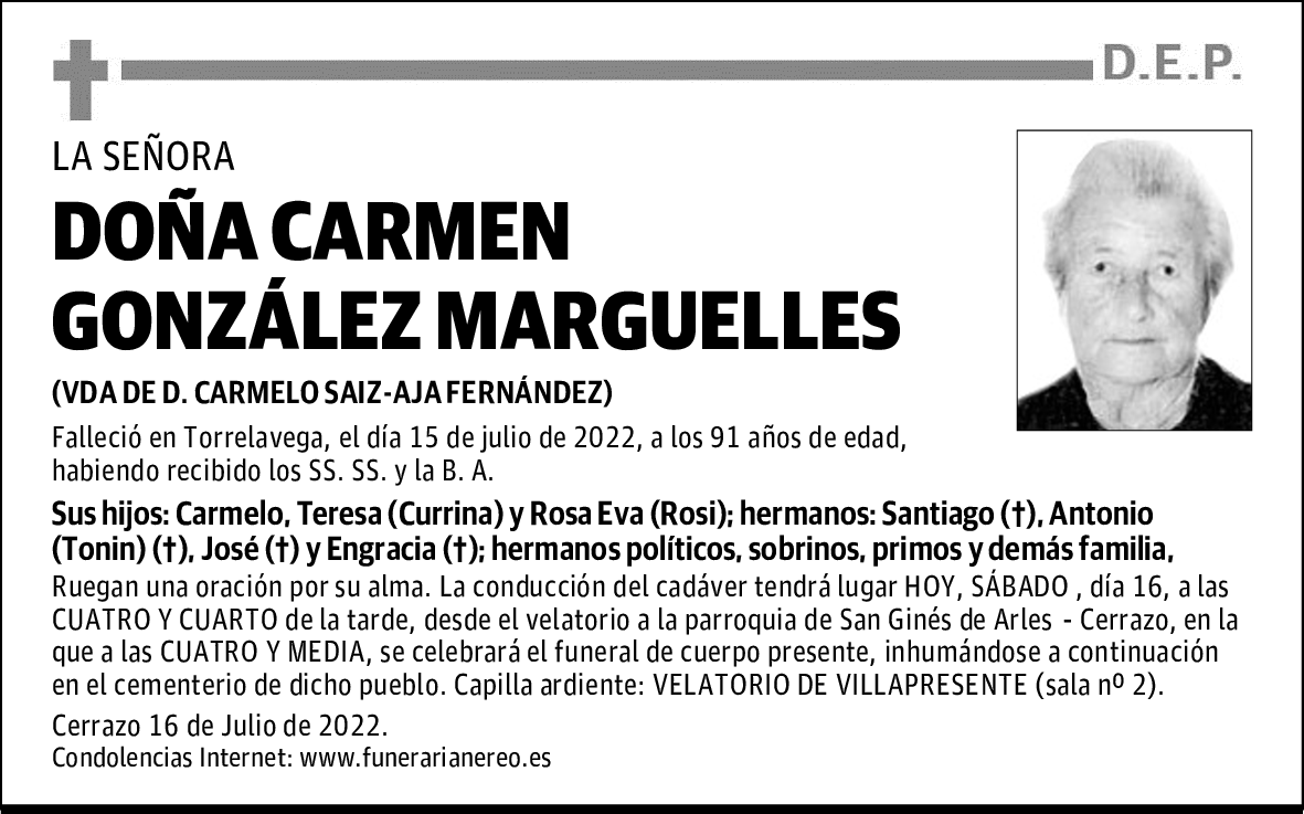DOÑA CARMEN GONZALEZ MARGUELLES
