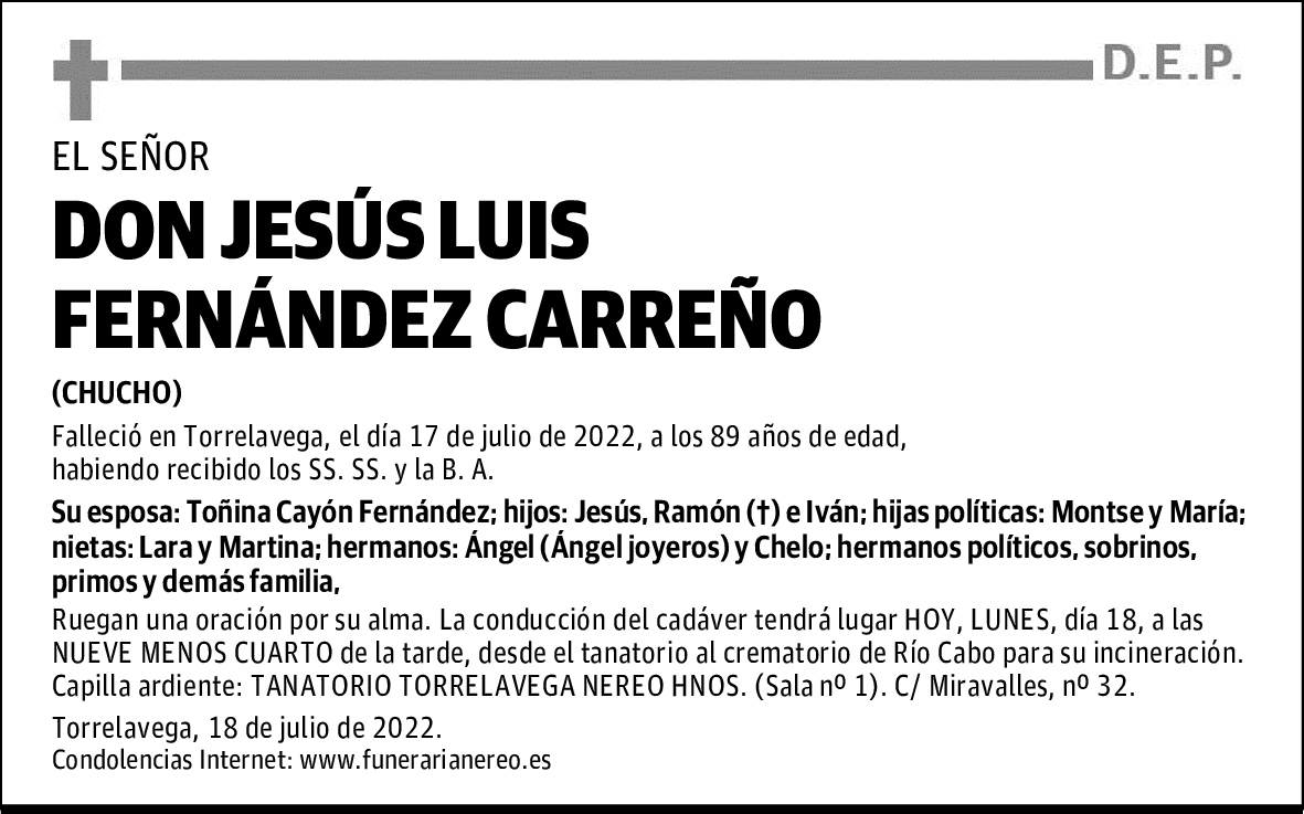 DON JESÚS LUIS FERNANDEZ CARREÑO