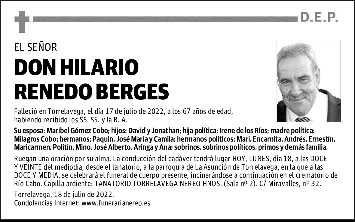 DON HILARIO RENEDO BERGES