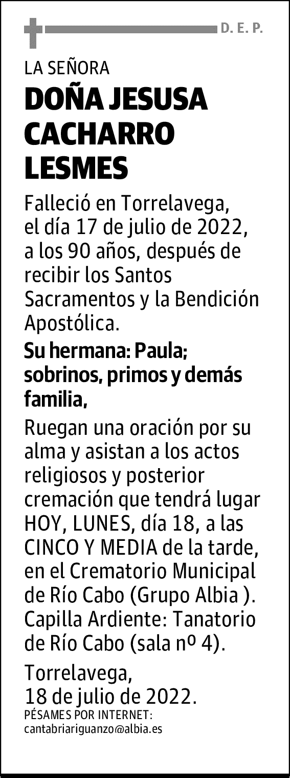 DOÑA JESUSA CACHARRO LESMES