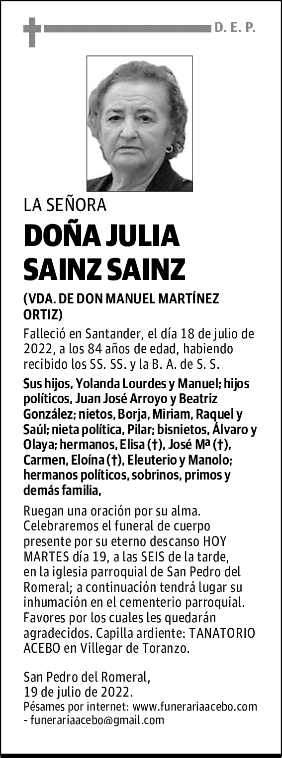 DOÑA JULIA SAINZ SAINZ