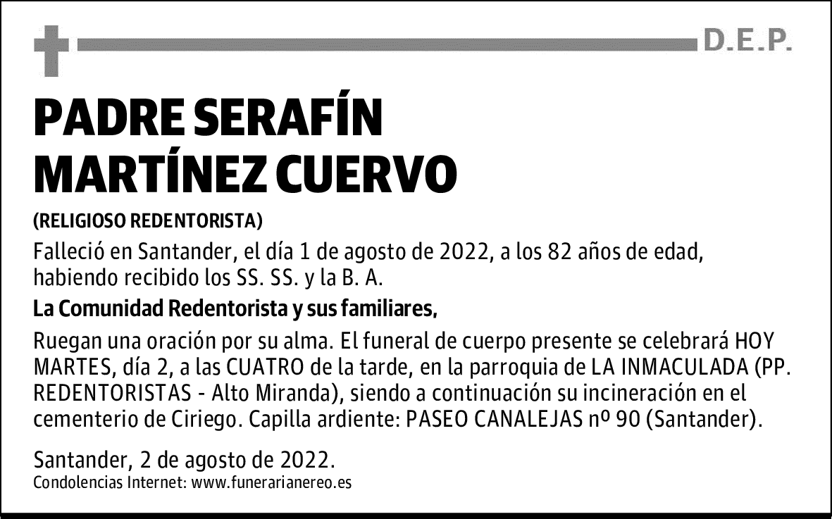 PADRE SERAFÍN MARTÍNEZ CUERVO