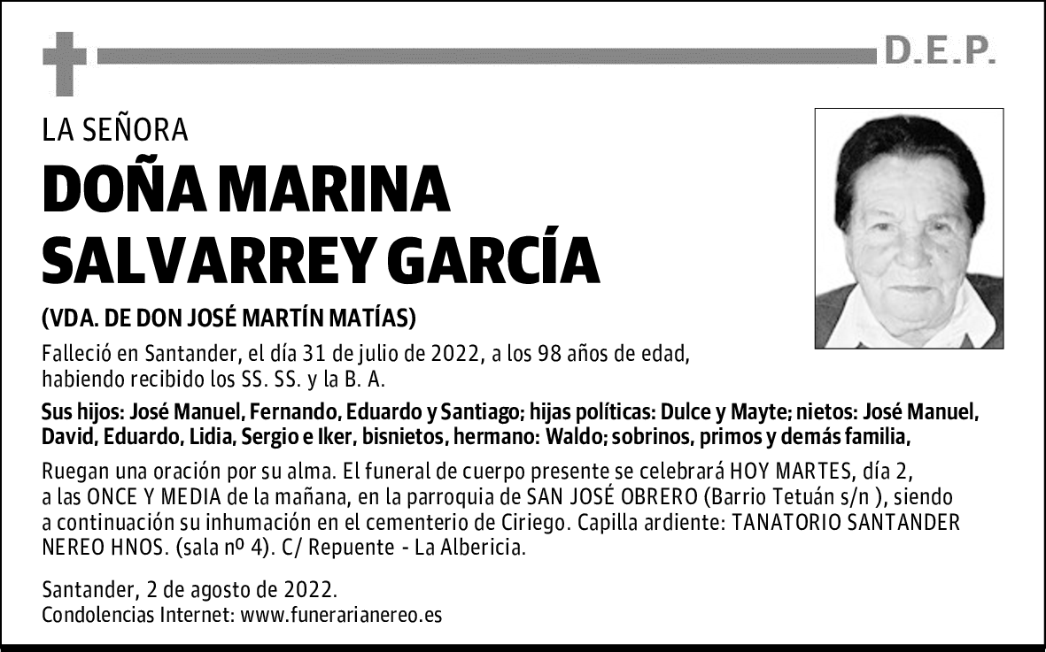 DOÑA MARINA SALVARREY GARCÍA