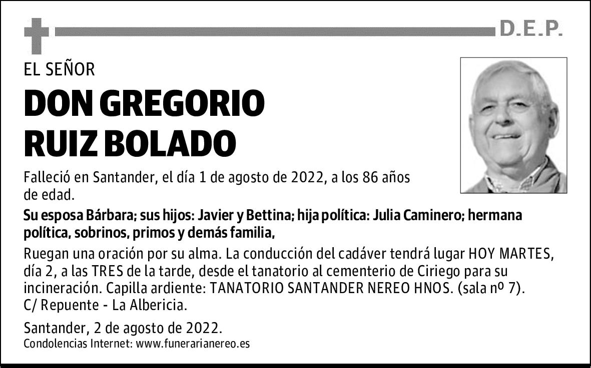 DON GREGORIO RUIZ BOLADO