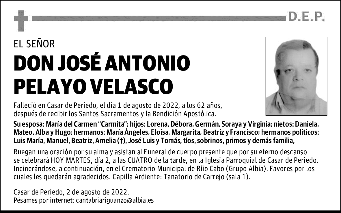 DON JOSÉ ANTONIO PELAYO VELASCO