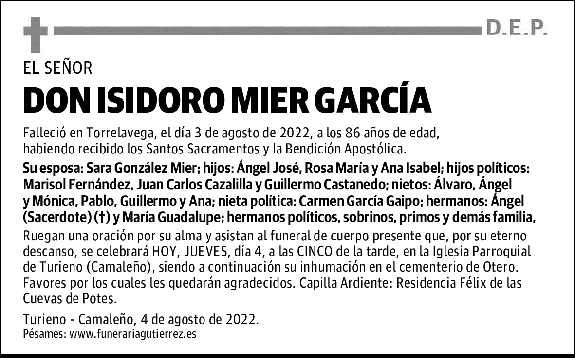 DON ISIDORO MIER GARCÍA