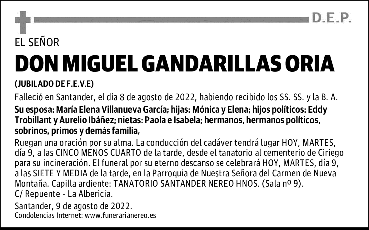 DON MIGUEL GANDARILLAS ORIA