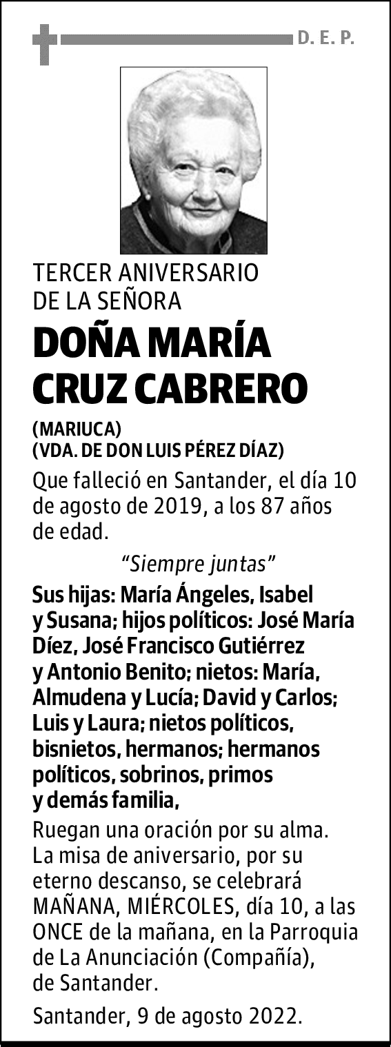 DOÑA MARÍA CRUZ CABRERO