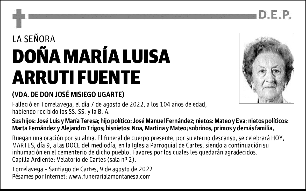 DOÑA MARÍA LUISA ARRUTI FUENTE