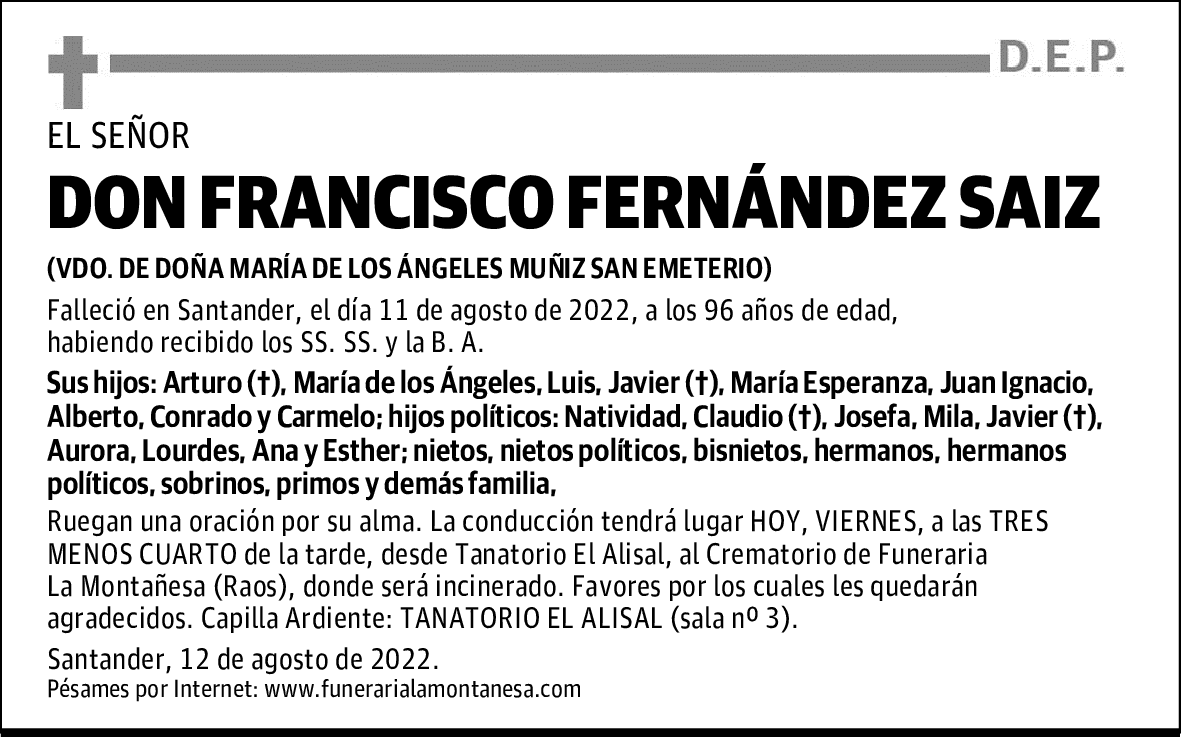DON FRANCISCO FERNÁNDEZ SAIZ