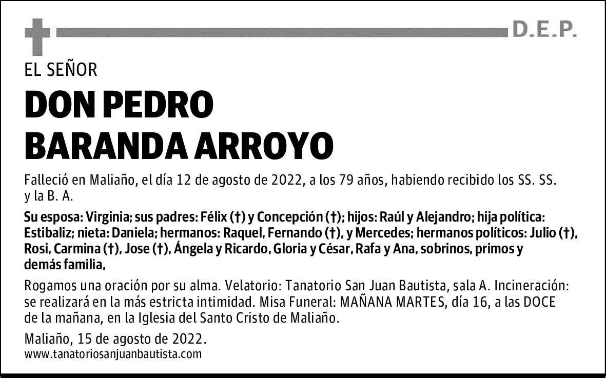 DON PEDRO BARANDA ARROYO