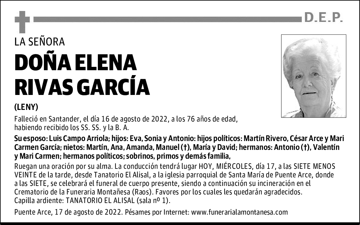 DOÑA ELENA RIVAS GARCÍA