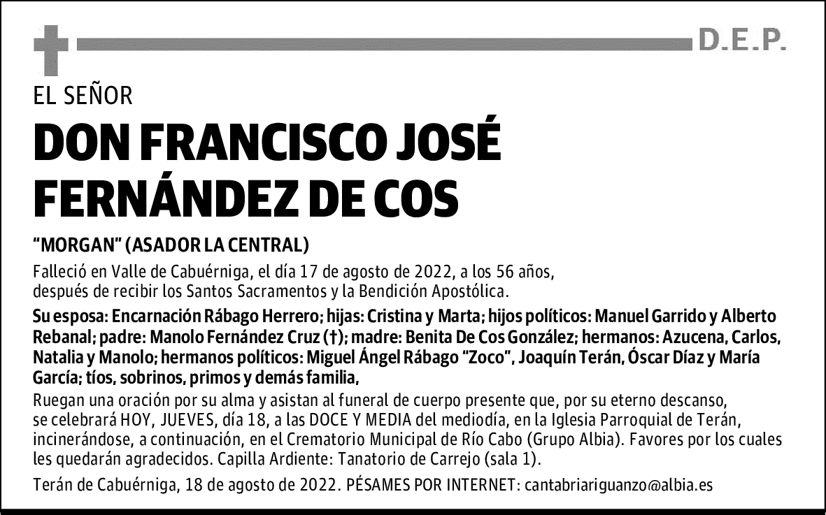 DON FRANCISCO JOS FERNÁNDEZ DE COS
