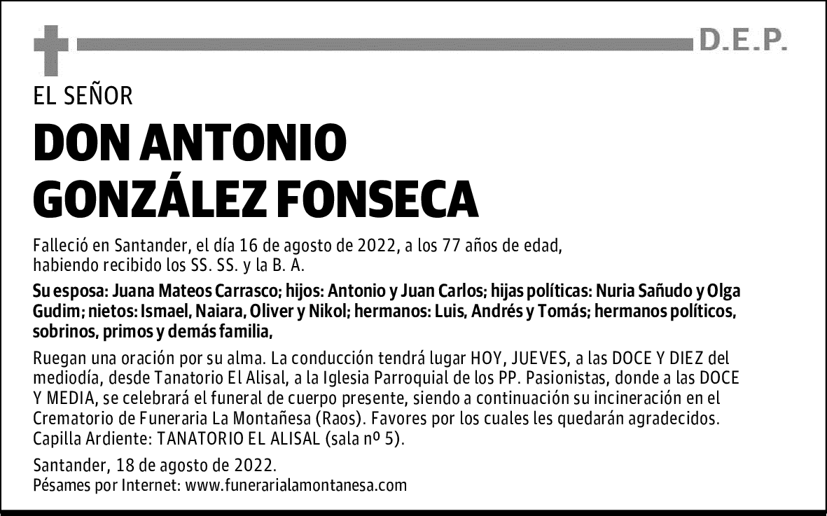 DON ANTONIO GONZÁLEZ FONSECA