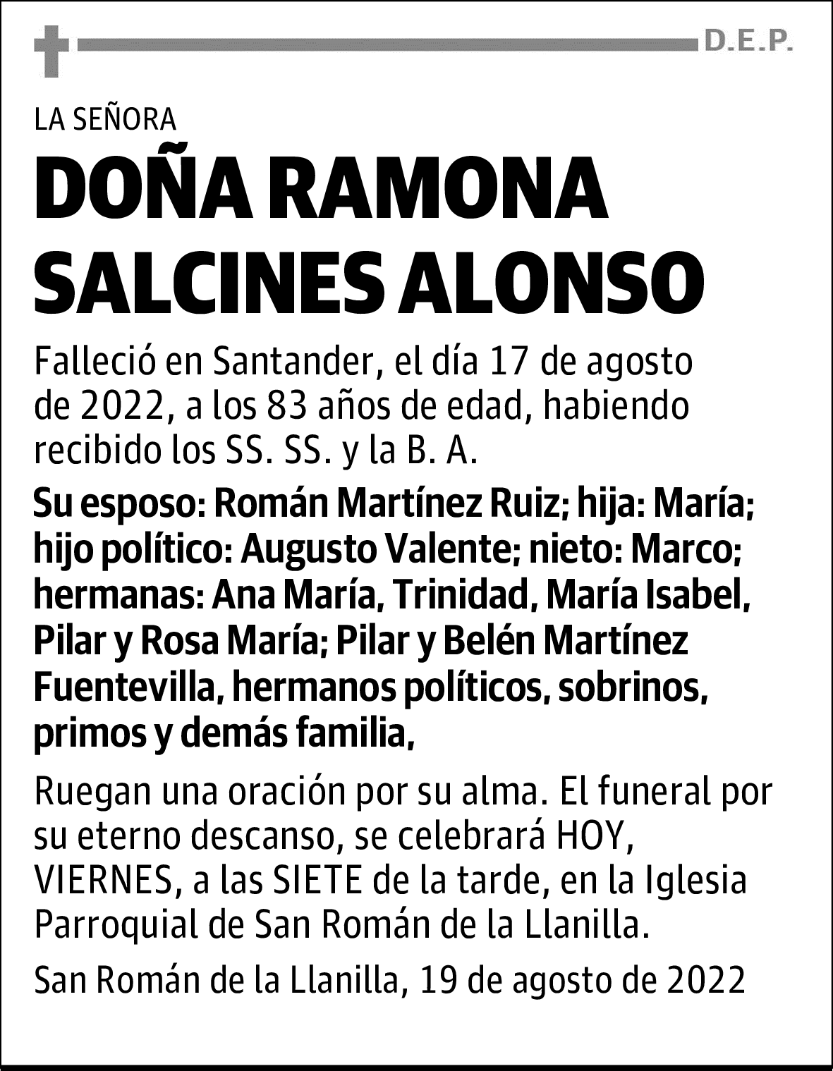 DOÑA RAMONA SALCINES ALONSO