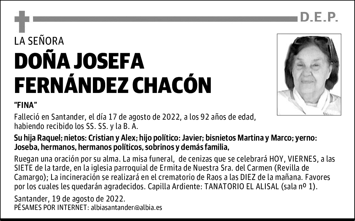 DOÑA JOSEFA FERNÁNDEZ CHACÓN