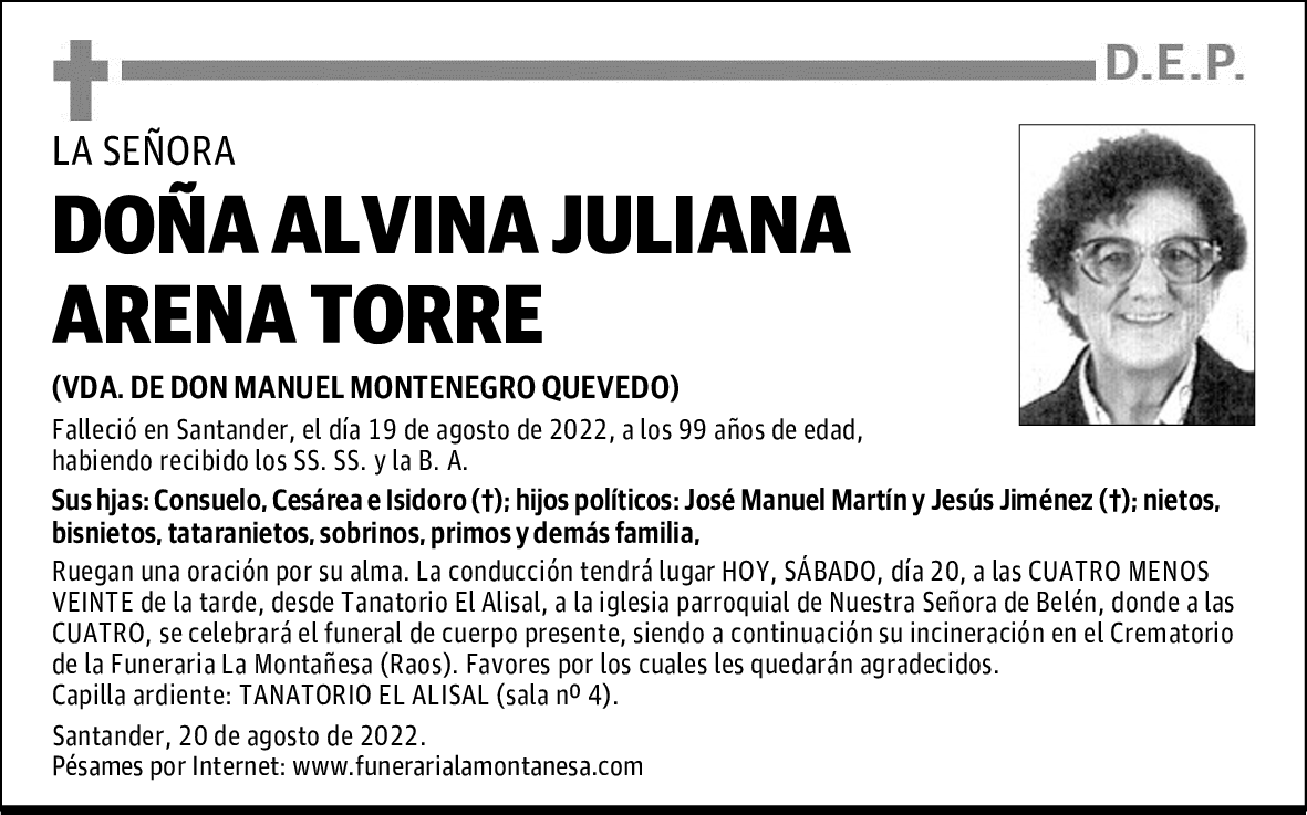 DOÑA ALVINA JULIANA ARENA TORRE