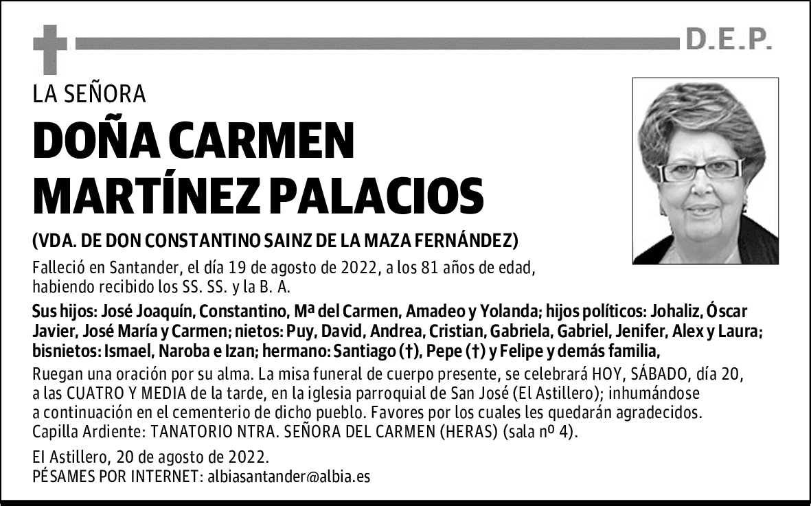 DOÑA CARMEN MARTÍNEZ PALACIOS