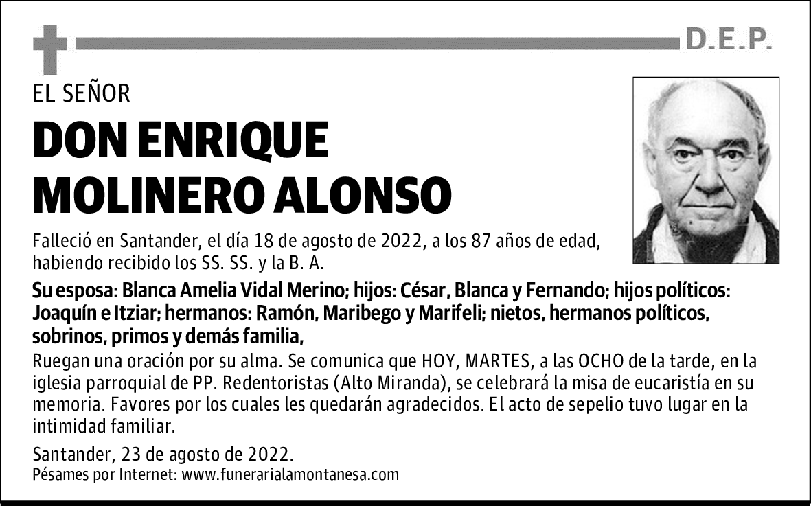 DON ENRIQUE MOLINERO ALONSO