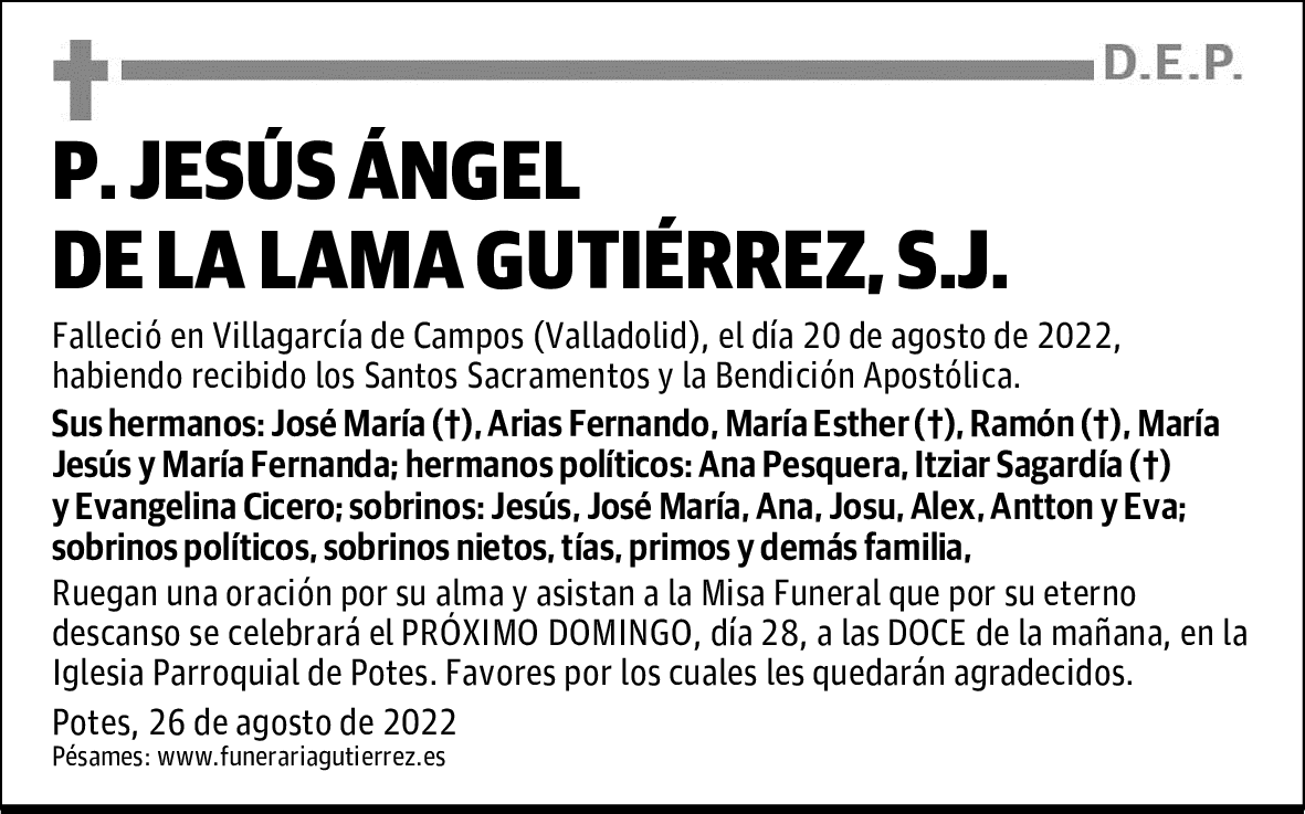 P. Jesús Ángel de la Lama Gutiérrez, S.J.