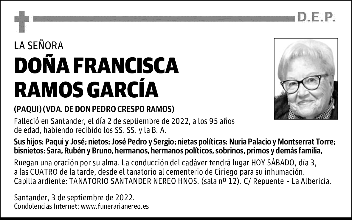 DOÑA FRANCISCA RAMOS GARCÍA
