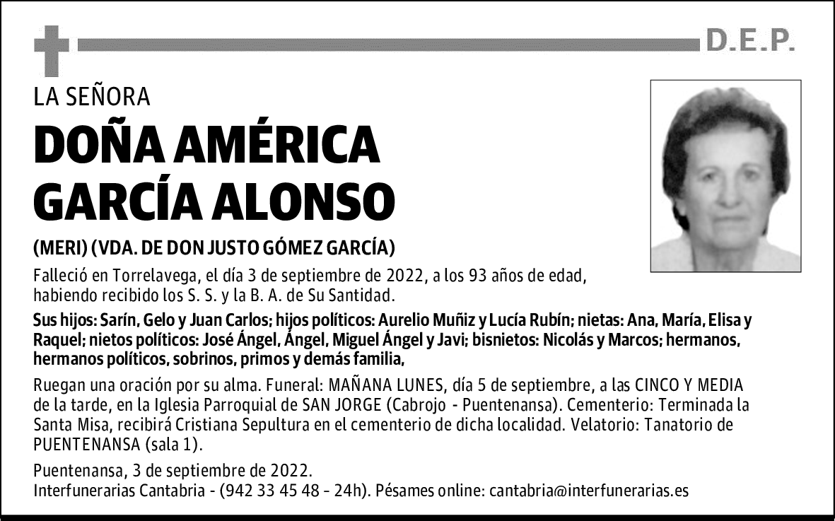 DOÑA AMÉRICA GARCÍA ALONSO