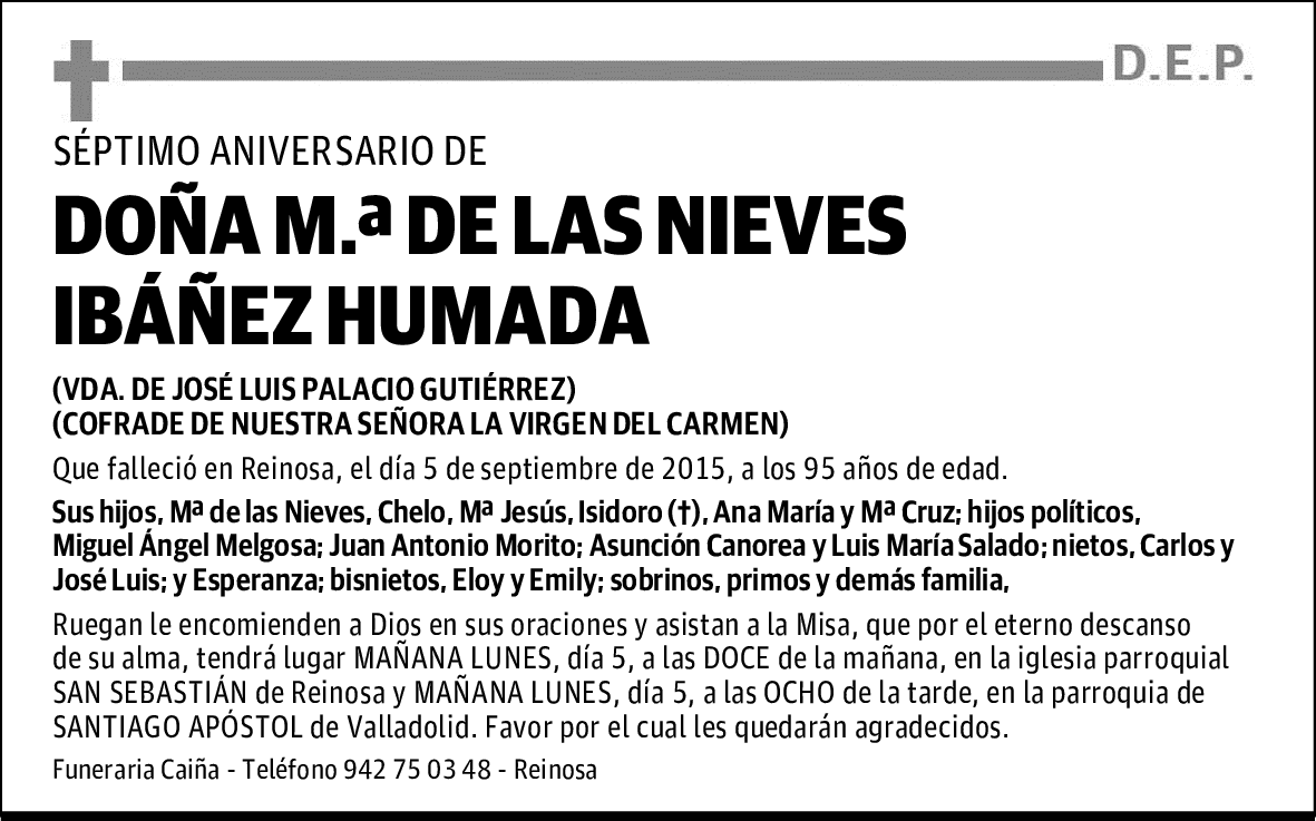 DOÑA Mª DE LAS NIEVES IBÁÑEZ HUMADA
