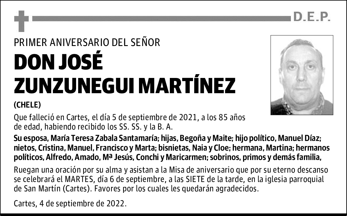 DON JOSÉ ZUNZUNEGUI MARTÍNEZ