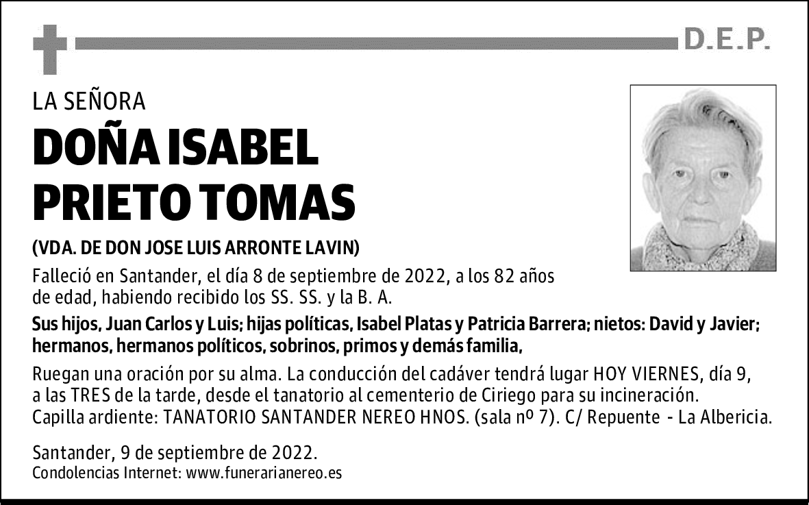 DOÑA ISABEL PRIETO TOMAS