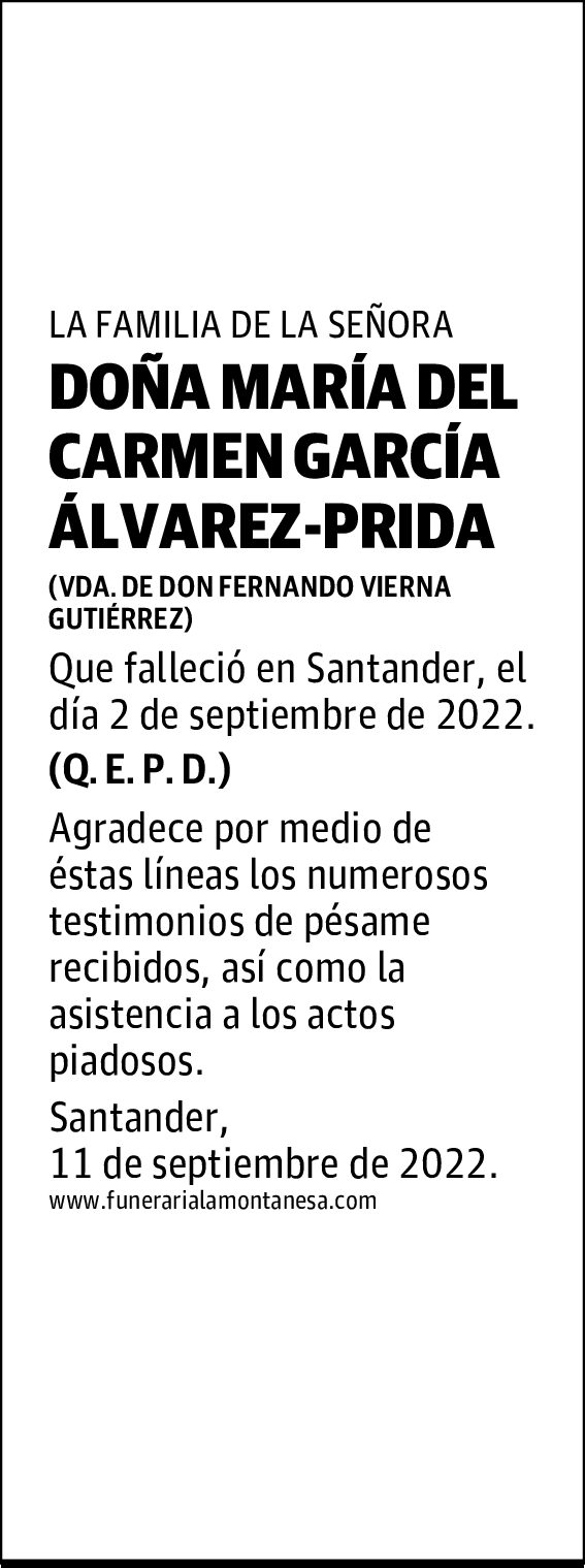 DOÑA MARÍA DEL CARMEN GARCÍA ÁLVAREZ-PRIDA