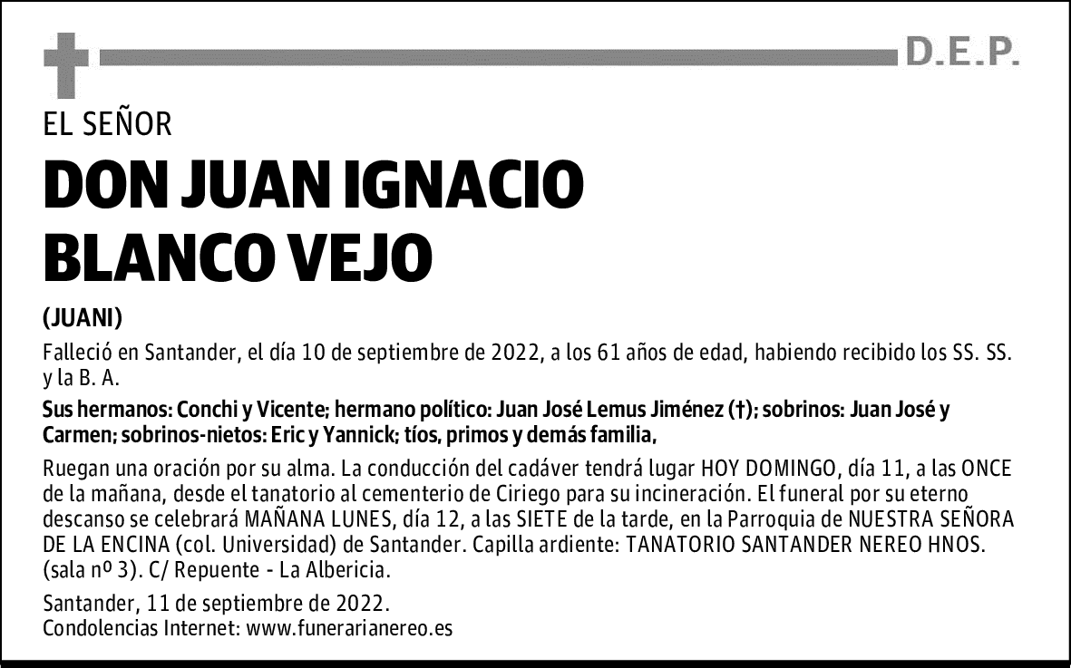 DON JUAN IGNACIO BLANCO VEJO