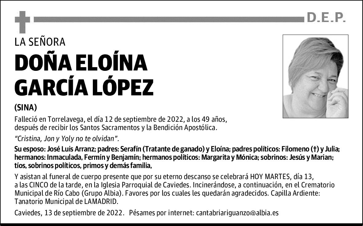 DOÑA ELOÍNA GARCÍA LÓPEZ