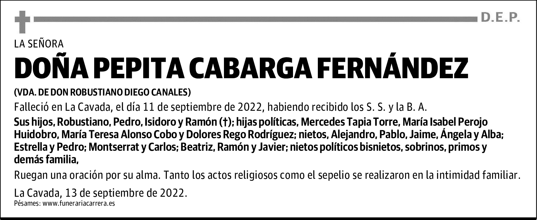 DOÑA PEPITA CABARGA FERNÁNDEZ