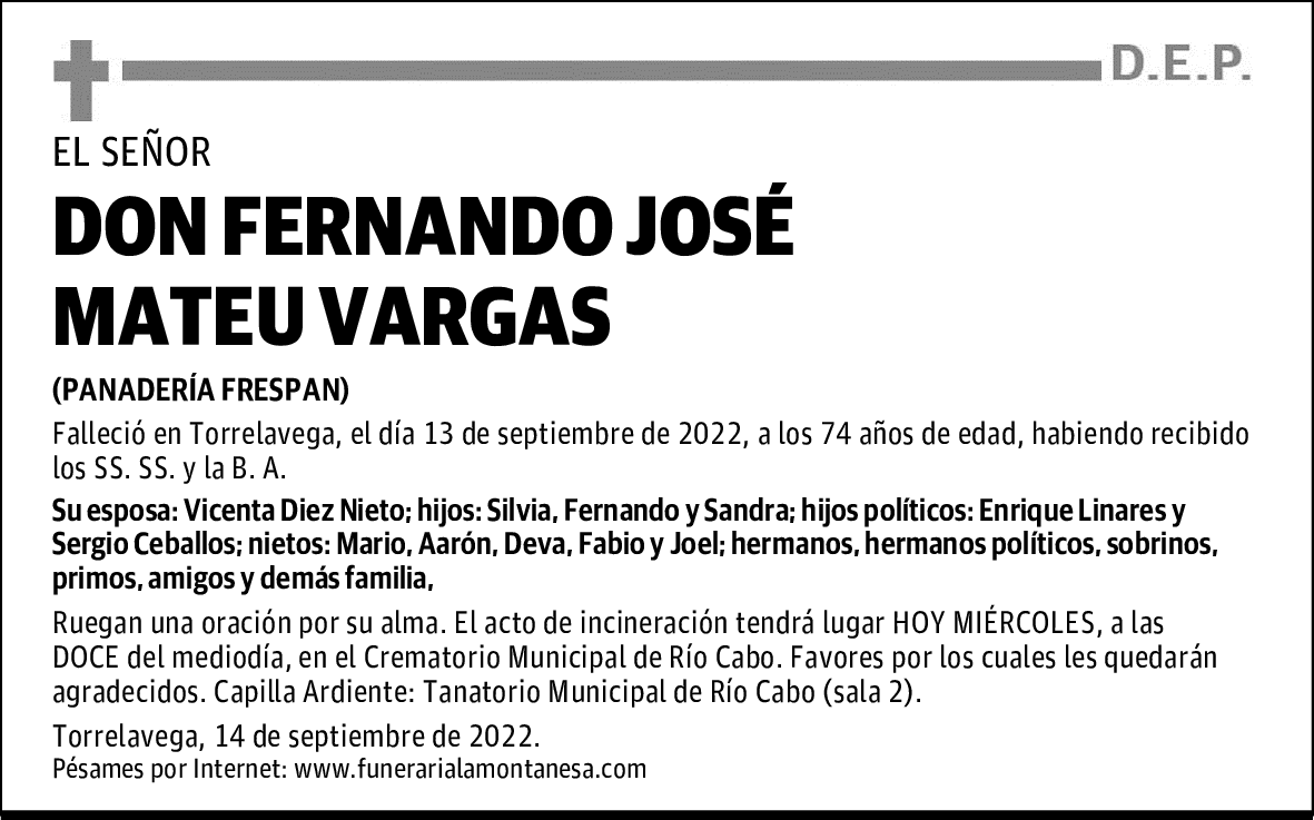 DON FERNANDO JOSÉ MATEU VARGAS