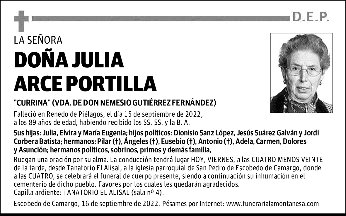 DOÑA JULIA ARCE PORTILLA