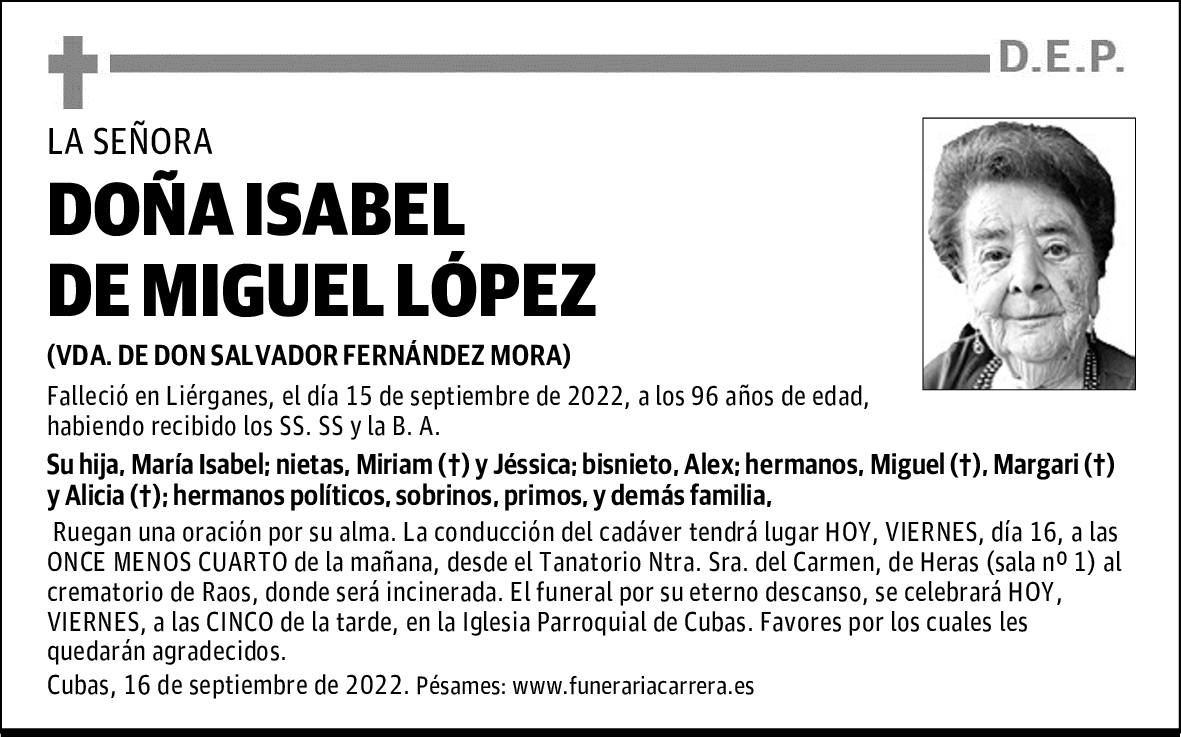 DOÑA ISABEL DE MIGUEL LÓPEZ