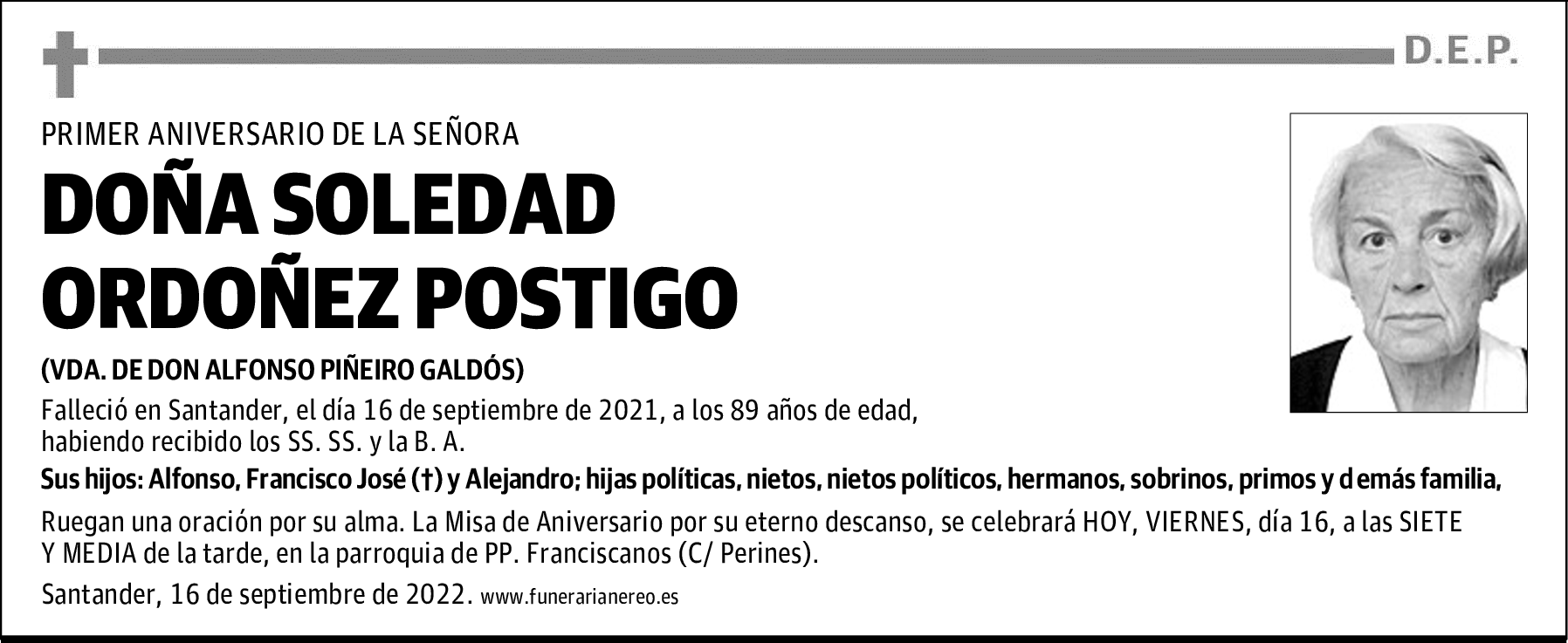 DOÑA SOLEDAD ORDOÑEZ POSTIGO
