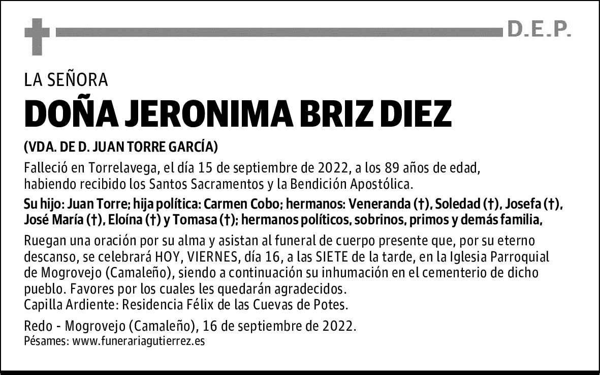 DOÑA JERONIMA BRIZ DIEZ