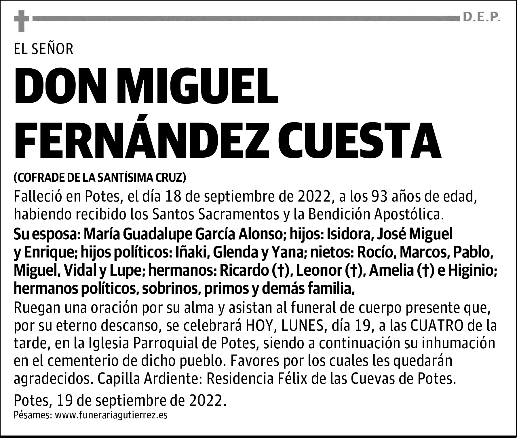 D. MIGUEL FERNÁNDEZ CUESTA