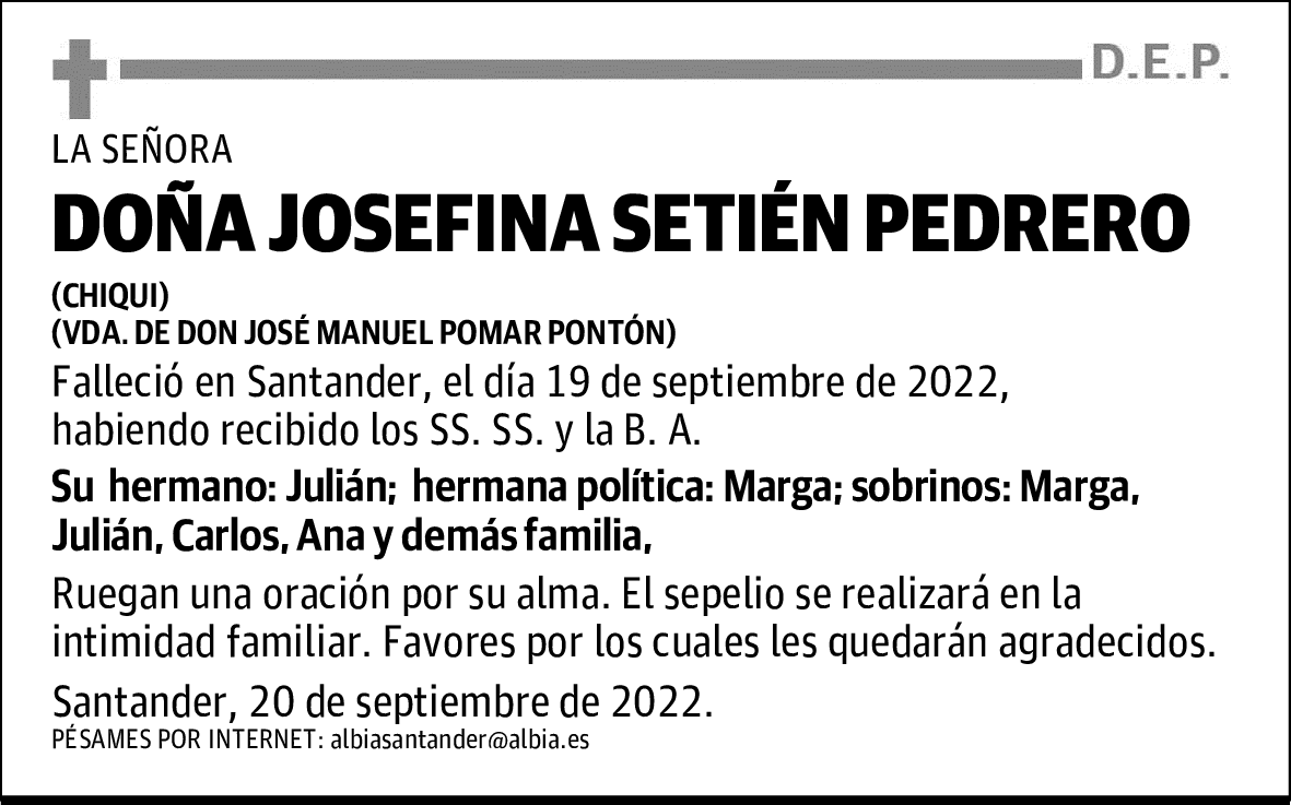 DOÑA JOSEFINA SETIÉN PEDRERO