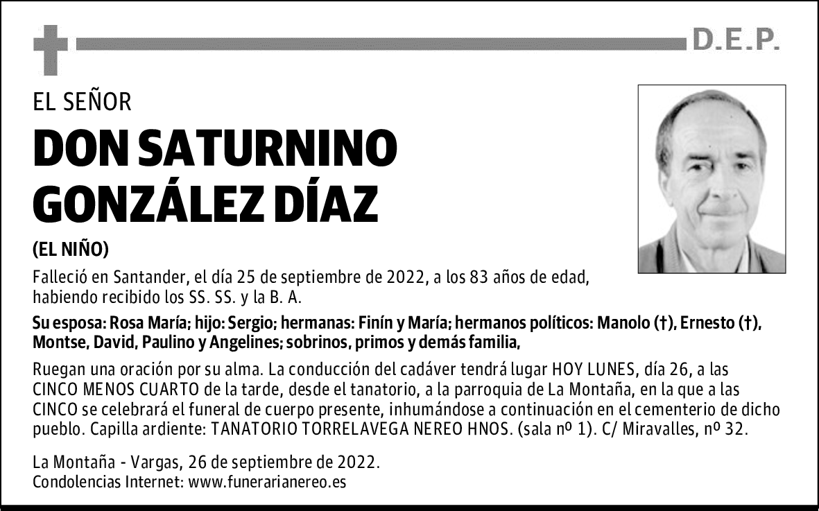 DON SATURNINO GONZÁLEZ DÍAZ