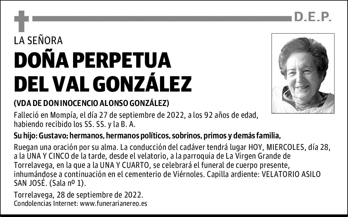 DOÑA PERPETUA DEL VAL GONZÁLEZ