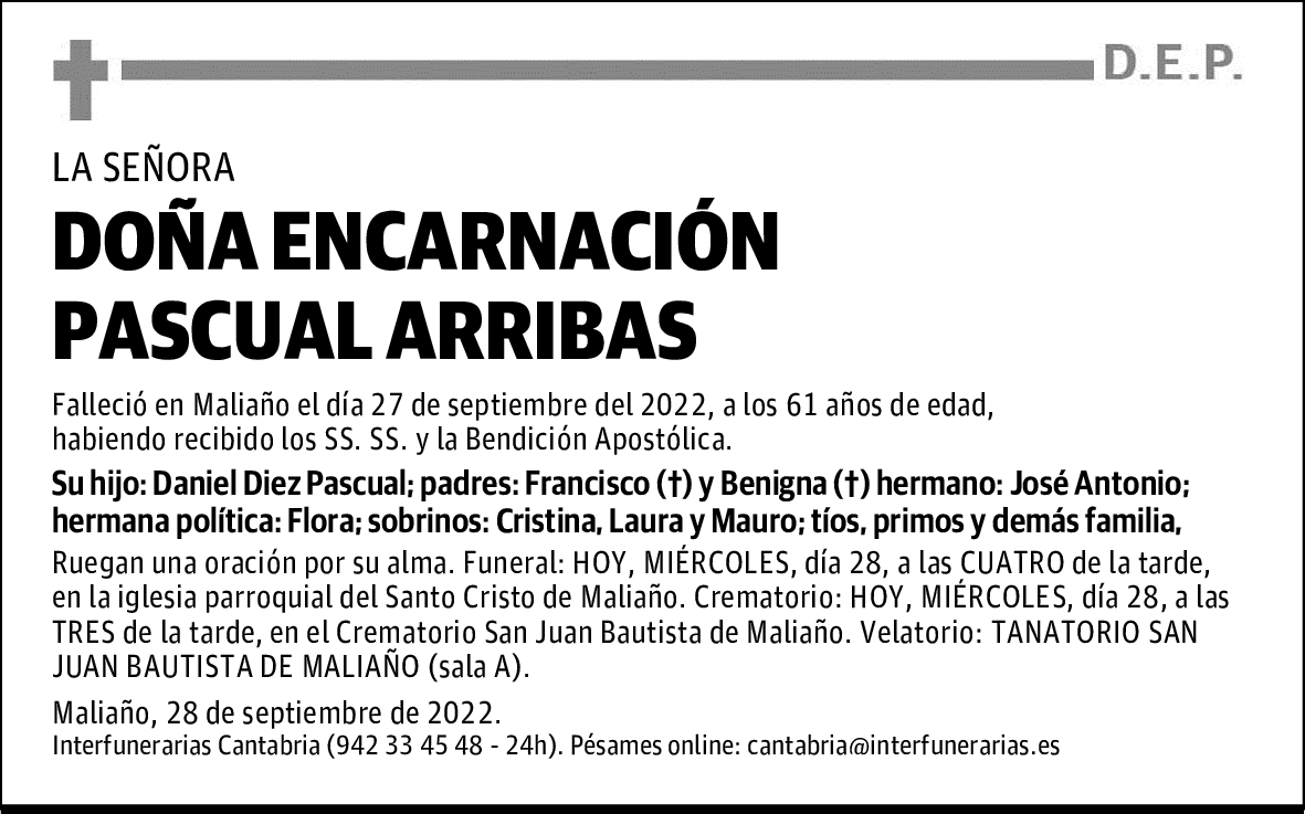 DOÑA ENCARNACIÓN PASCUAL ARRIBA