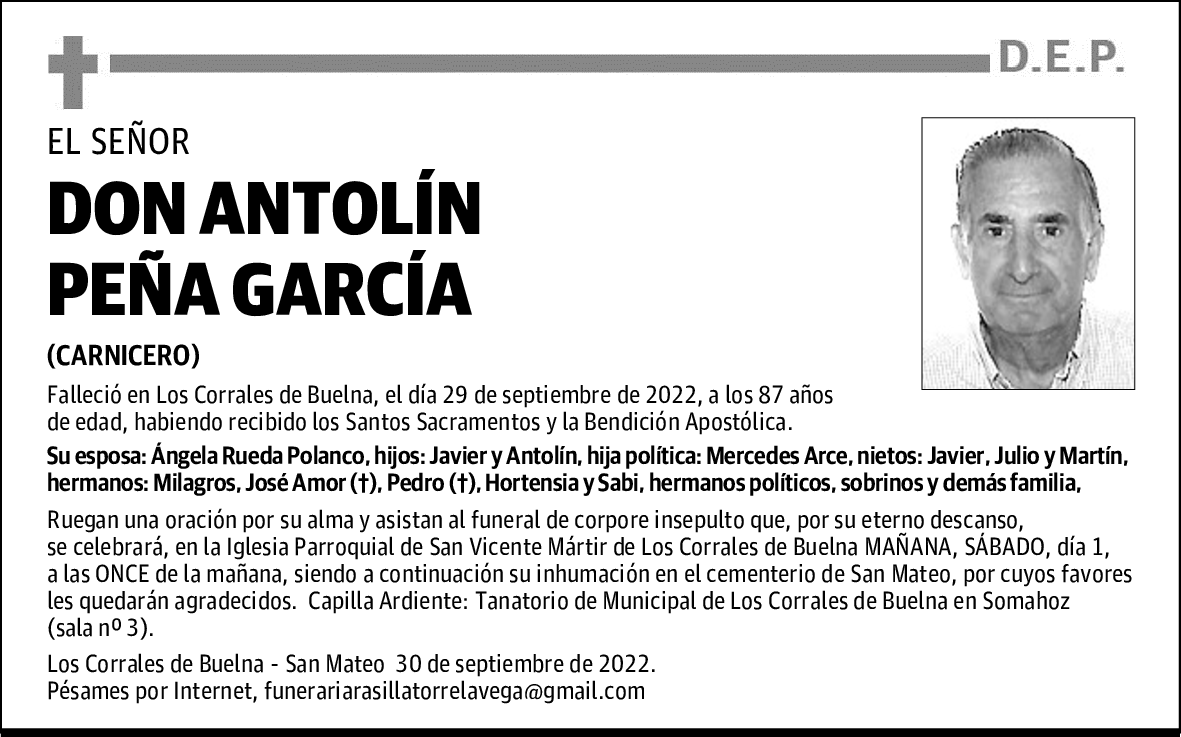 DON ANTOLÍN PEÑA GARCÍA